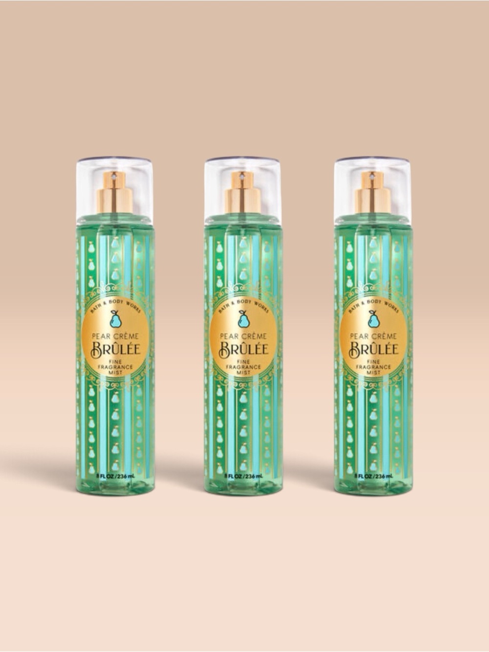 Bath and Body Works PEAR CRÉME BRÛLÉE Fine Fragrance Mist ~ 8 fl.oz. (Lot of 3)